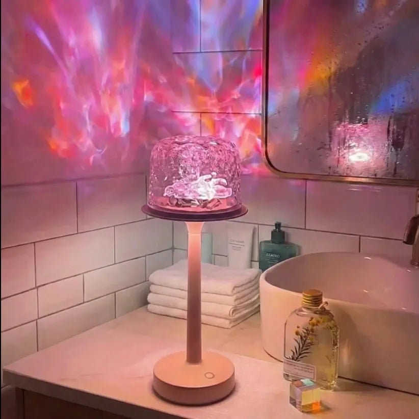 IP44 waterproof shower lamp with colorful ocean wave projection for bathroom and spa atmosphere