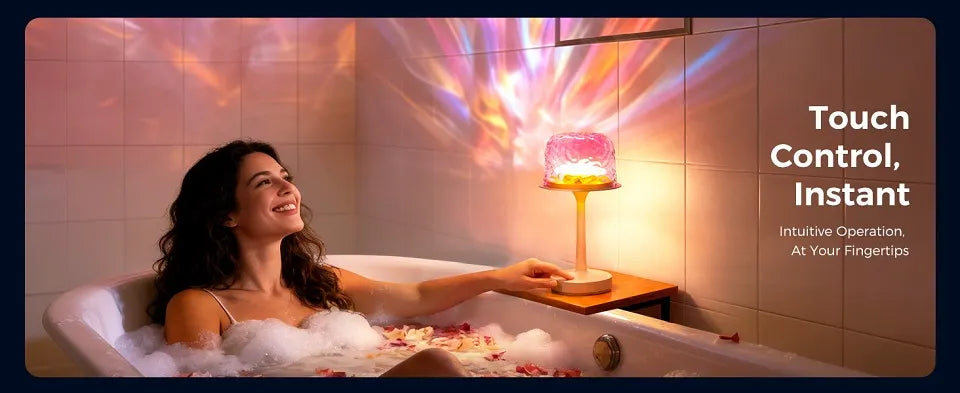 IP44 waterproof rechargeable LED lamp, splash-proof and humidity-resistant for shower, bathtub and spa ambiance